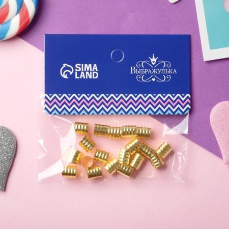 Molly hair cuffs (set 20 pcs) strips, 0.7x0.9 cm, gold-1
