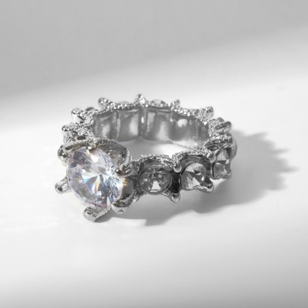 Ring "Jewel" luxury, white color in silver, size 18-5