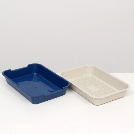 Medium toilet with a mesh of 36 x 26 x 6.5 cm, blue/beige-1