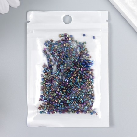 Glass beads 12/0 "cylinder. Blue melange. Metallic" 10 g-2