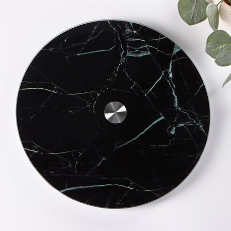 Glass stand for the cake rotating shares "Black", d = 32 cm, black color-1