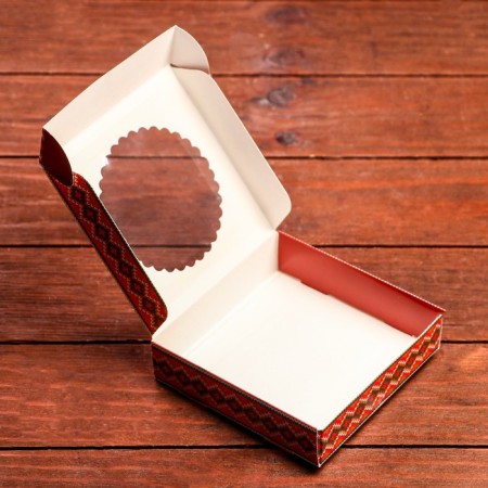 Gift box team with the window "New Year ornament", 11.5 x 11.5 x 3 cm-5