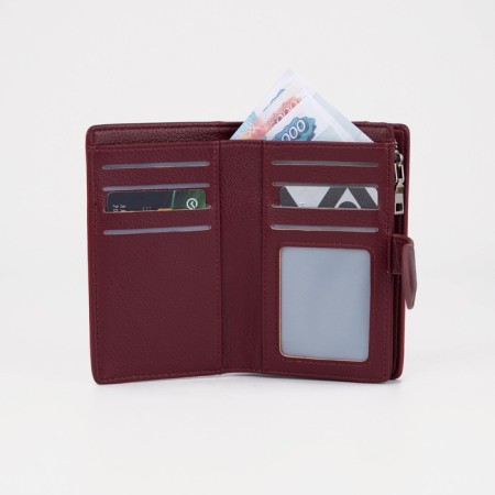 Women's wallet on a magnet, burgundy color-5