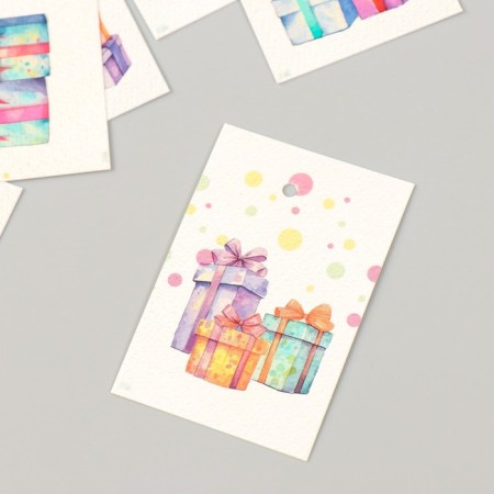 Cardboard Biro "Gifts. Watercolor" set 10 pcs (5 types) 4x6 cm-2
