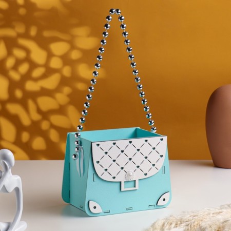 Wooden Kashpo 15.5x10x12 cm "Suma", Tiffany Pastel-Serebro
