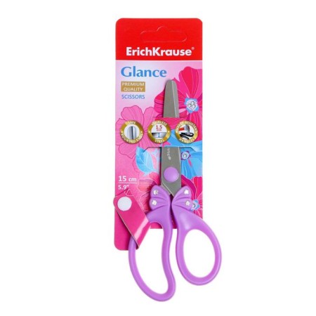 Baby scissors 15 cm, Erichkrause Glance, with rhinestones, with rounded ends of blades, mix-4