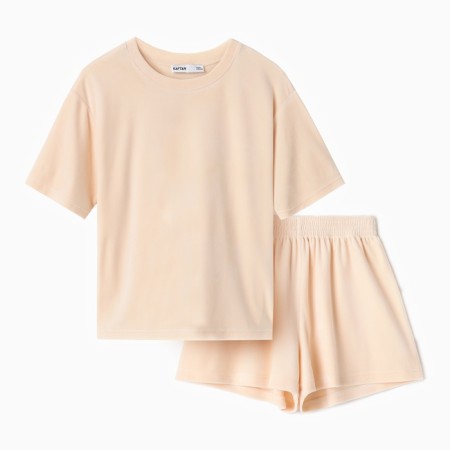 Women's costume (T-shirt and shorts) KAFTAN PLUSHY size 48-50, milk-6