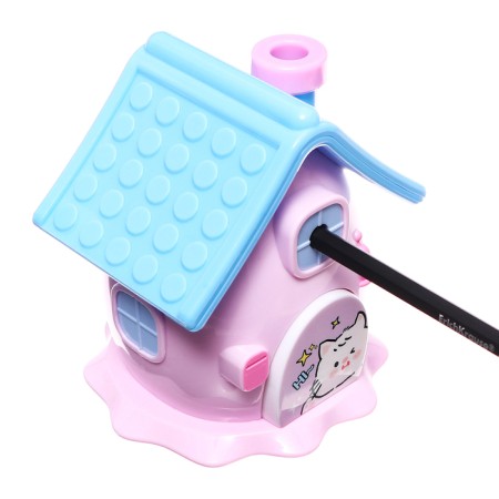 Mechanical sharpener with a container, 5 types of sharpening, lilac house-8