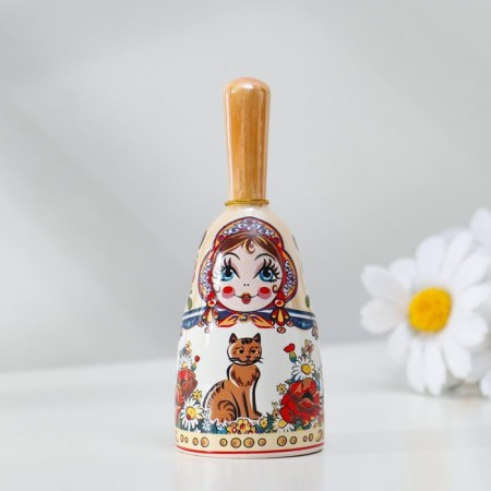 Matryoshka bell is medium with a pen, cat, mix 10 cm-7