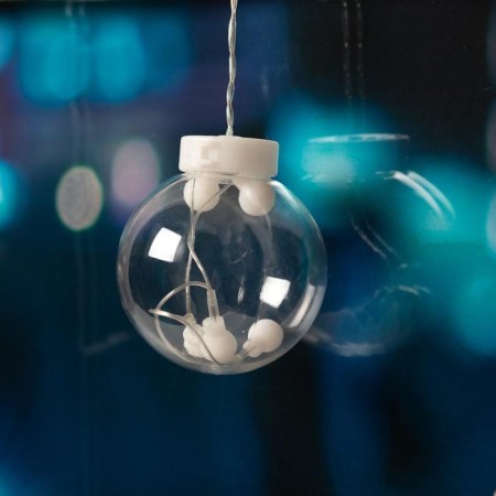 Garland “fringe” 2.4 × 0.7 m with nozzles “balls”, ip20, transparent thread, 108 LED, glow warm white, 8 modes, 220 V-4