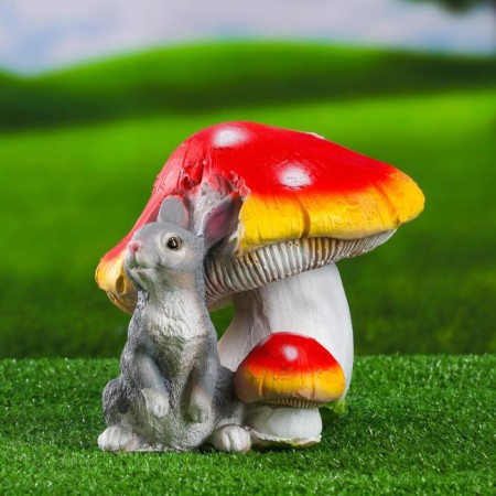 Garden figure "Fleeter with a bunny" 20x23cm-1