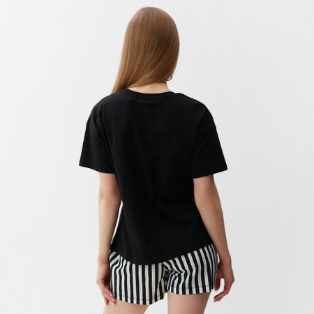 Female home set (T-shirt, shorts), Black-Time Street color, river 48-2