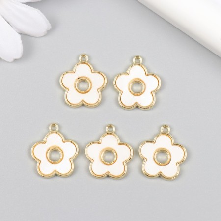Decor for creativity Metal, acrylic "White Flower" gold 0.2x1.6x1.7 cm-2