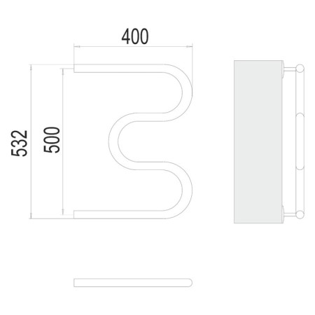 Terminus water heated towel rail M-shaped, 500x400 mm, side connection, chromium-2
