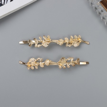 Invisible hair "Audrey" (set 2 pcs) leaflets, 8 cm, gold