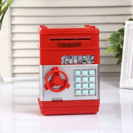 Piggy bank Plastic for coins and bills "safe" code castle, sound 3AA MIX 19.5x12.3x13 cm-2