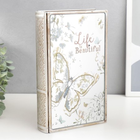 Broke Book Metal, glass "Butterfly. Life is beautiful" 26x16x5 cm