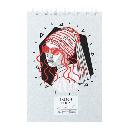 Sketchbook 40 sheets on the crest, 140 x 208, 100g/m2 "art", solid cover, matte lamination