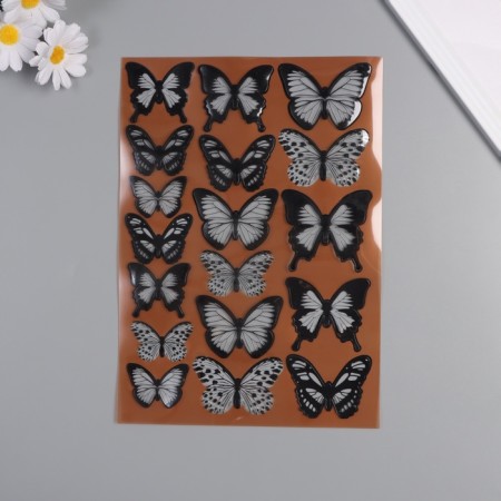 Sticking plastic interior "translucent butterflies" black set 18 pcs 5; 6; 7 cm