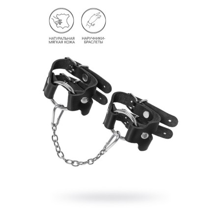 Pecado BDSM bracelets, two straps, genuine leather, black