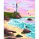 Picture on numbers on canvas with a subframe of the lighthouse on sunset, 40 x 50 cm
