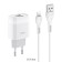 Network charger Hoco C73A, 2 USB, 2.4 A, Lightning 1 m cable, white