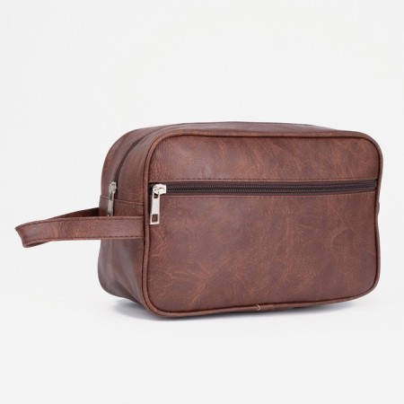 Lightning cosmetic bag, external pocket, brown color