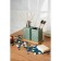 Savanna Square bathroom accessories set, 3 items (soap dispenser, glass, stand), green color