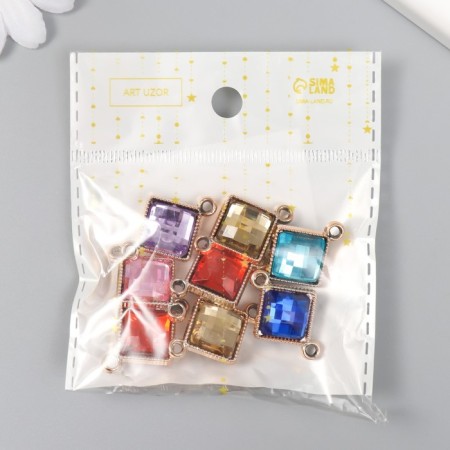 Decor for creativity plastic for metal "Rombic" gold MIX 2x1x2.8 cm-2