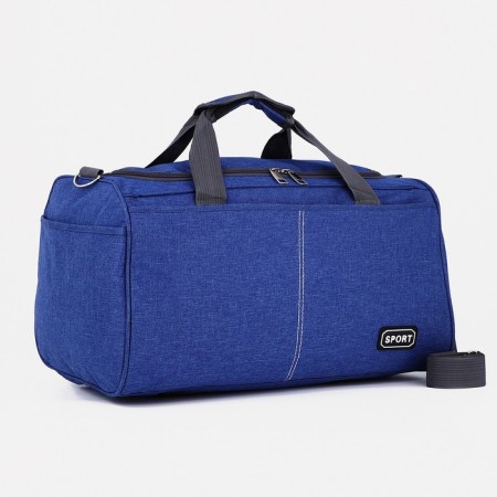 Sports bag with lightning, 2 external pockets, a long belt, the color is light blue