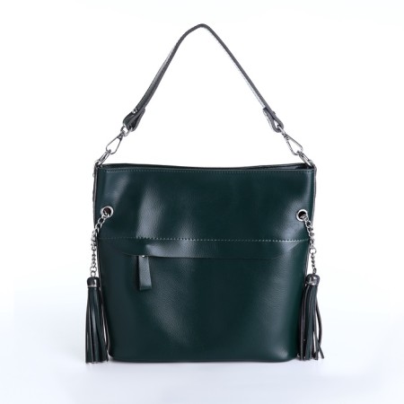 Luggage bag on lightning, 2 outer pockets, long belt, green color-6