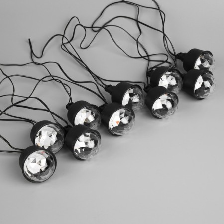 Garland “thread” 5.4 m with nozzles “disco-shara”, ip44, dark thread, 10 LED, glow red/warm white, solar battery-4