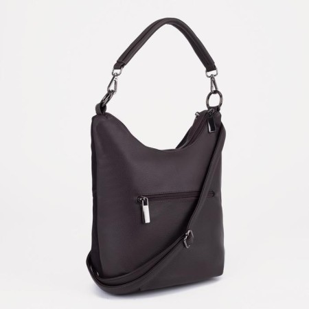 Bag-bag, 2 parts on lightning, 3 outer pockets, long belt, brown color-1