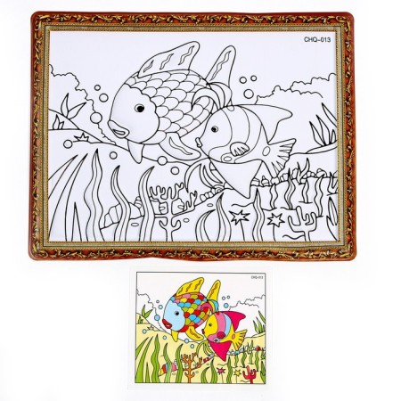 Set for creativity: EVA applique with crumbs and coloring - stickers "Underwater World"-4