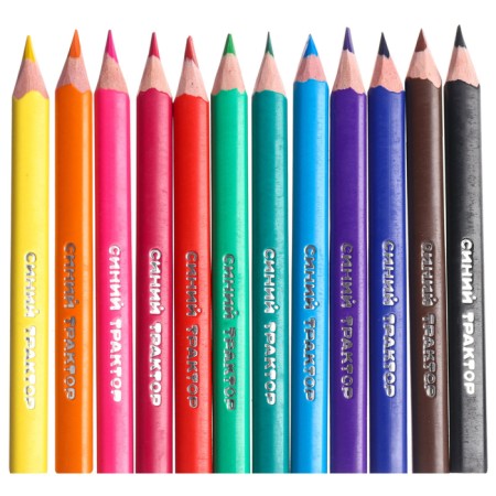 Colored pencils in a tube, 12 colors, trihedral, blue tractor-5