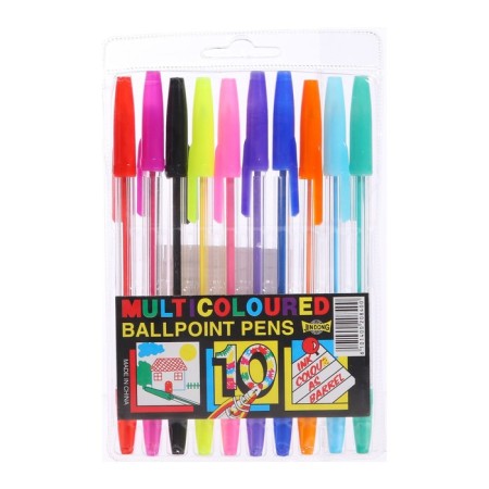 A set of ballpoint pens, 10 colors, a transparent body, with colored caps-5