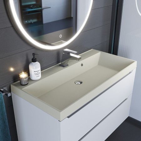 Sink uperwood Classic quartz 90 cm, quartz, beige matte, linen