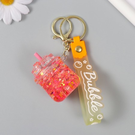 Trick rubber with carbine, strap "glass of lemonade" Water with glitter 4x6x6 cm-1