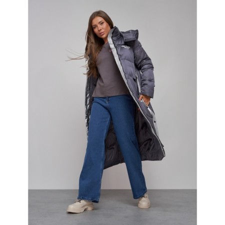 Coat insulated winter female, size 44, dark purple color-19