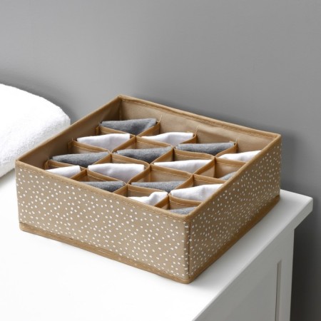Organizer for storing linen “Points”, 16 cells, 27 × 25 × 10 cm, beige color-8