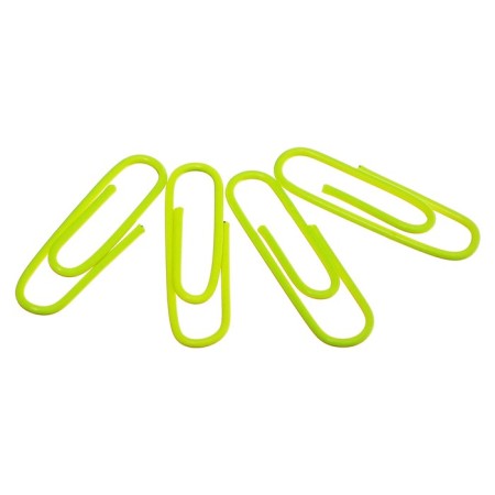 Office paper clips 28 mm, 100 pcs, Erichkrause "Neon", with vinyl coating, yellow-1