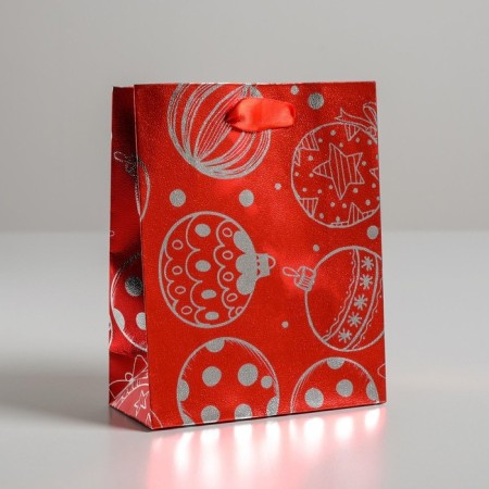 Metallized vertical "Bright holiday", S 12 x 15 x 5.5 cm, New Year
