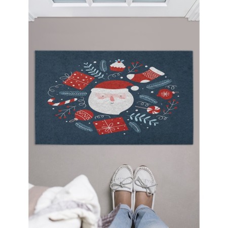 Famous rug in the hallway "Happy Santa Claus", size 45x75 cm