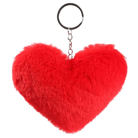 Soft toy "heart" with sequins, on a key fob, 10 cm, red-pink color-3