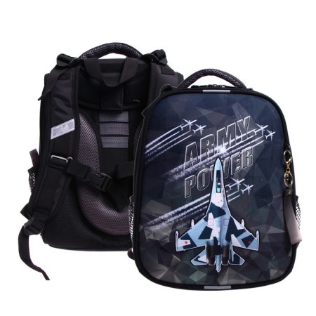 School backpack 38 x 30 x 16 cm, ergonomic back, stavia "plane"