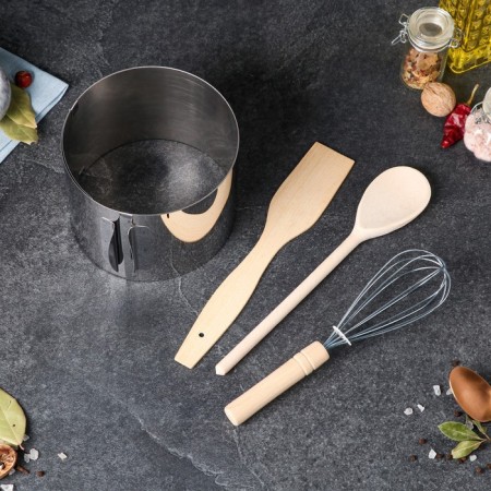 Gift set of kitchen utensils, 4 items: sliding shape, blade, spoon, corolla-1