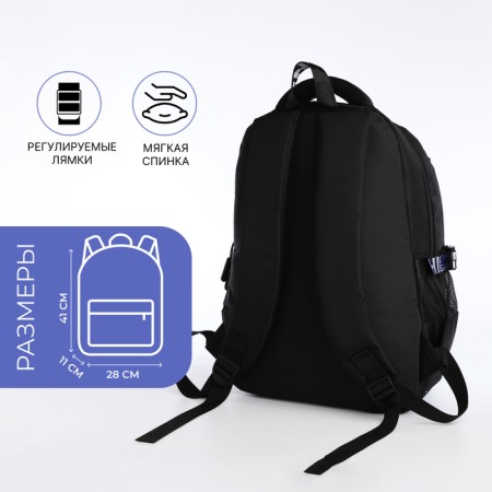 School backpack on lightning, 5 pockets, black color-1