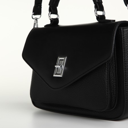 Women's bag on the Textura valve, small size, black color-6