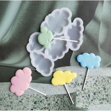Form for candy "Cloud", silicone, 15 × 10.5 × 0.7 cm, 5 cells, white color-1