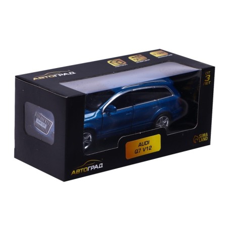 Metal machine Audi Q7 V12, 1:32, doors, inertia, blue color open-4